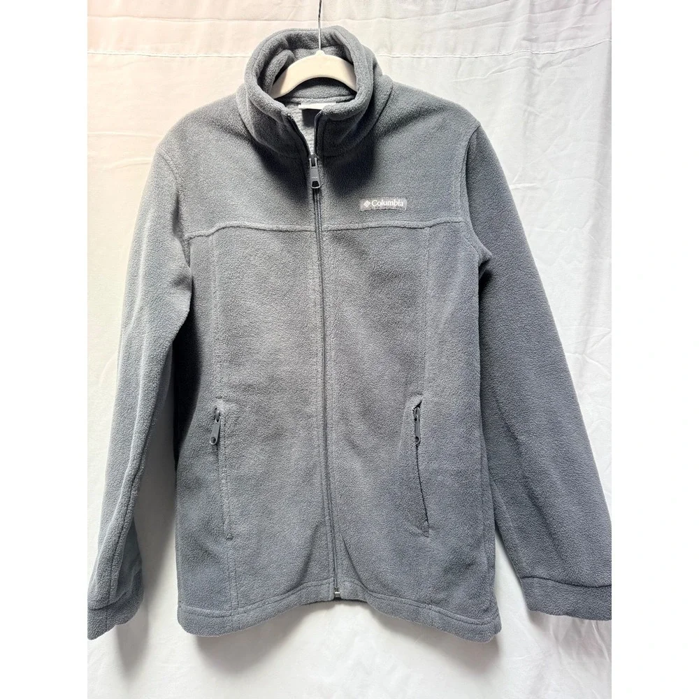 Columbia Boys Steens Mountain Fleece Jacket Grey Size Medium 10/12 Full Zip Cozy